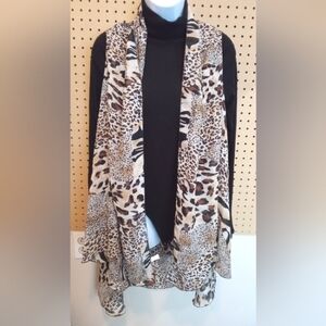 Animal print kimono vest/cardigan